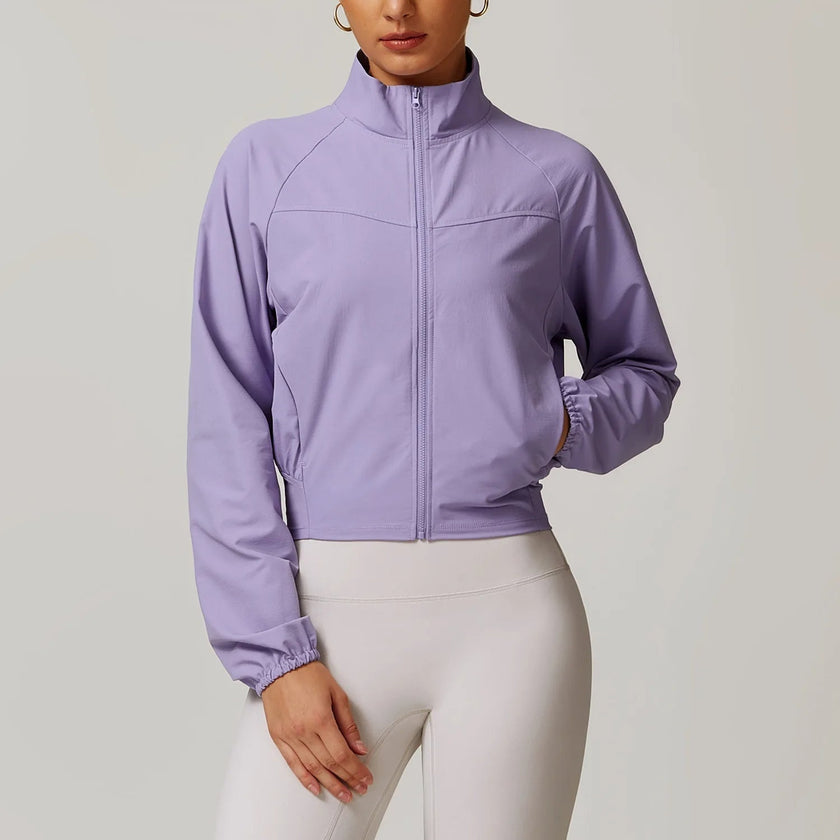 Performance Jacket Women Cropped Zip Front High Neck