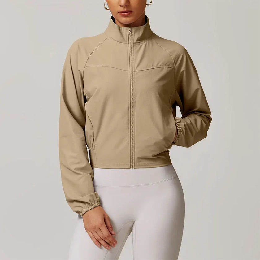 Performance Jacket Women Cropped Zip Front High Neck