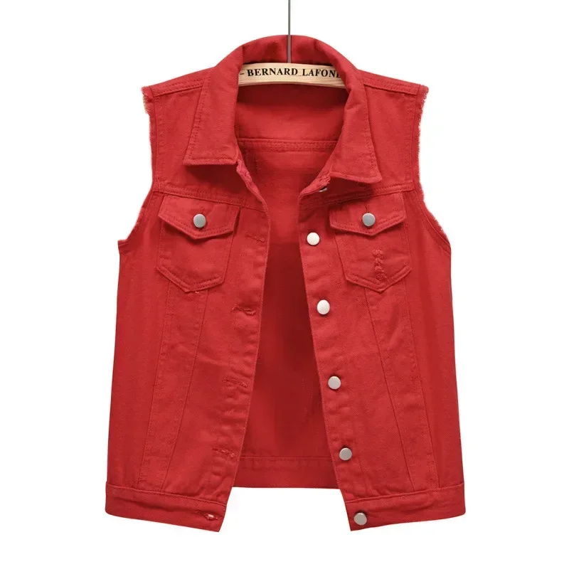 Denim Gilet Women, Sleeveless Button-Front Layering Piece