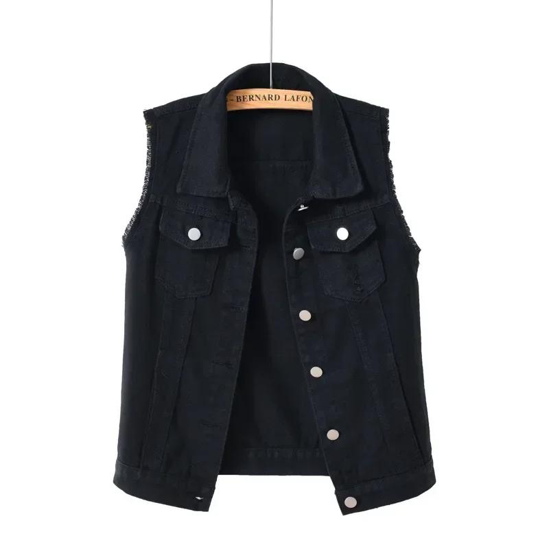 Denim Gilet Women, Sleeveless Button-Front Layering Piece