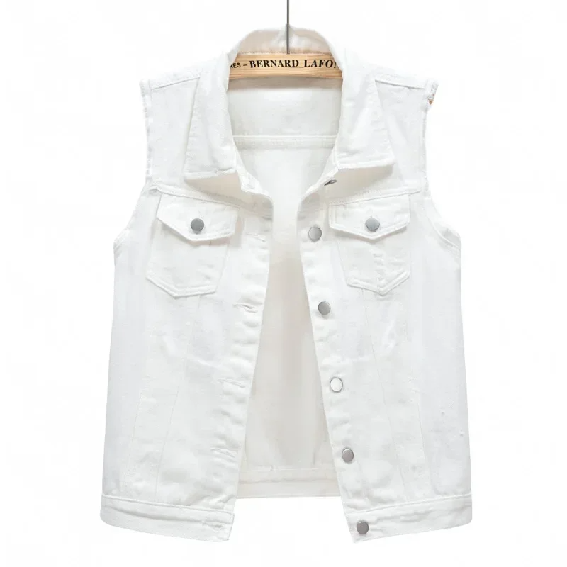 Denim Gilet Women, Sleeveless Button-Front Layering Piece