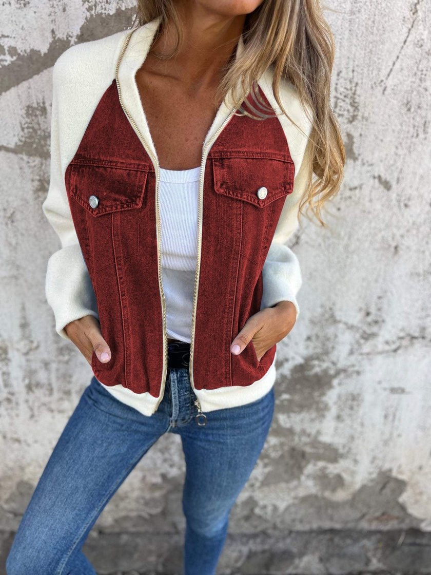 Denim-Look Jacket Women Lightweight Casual Relaxed Fit Layering