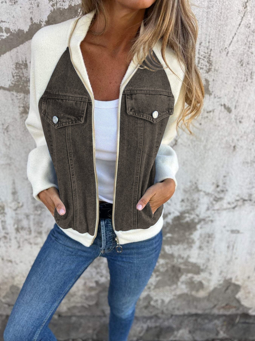 Denim-Look Jacket Women Lightweight Casual Relaxed Fit Layering