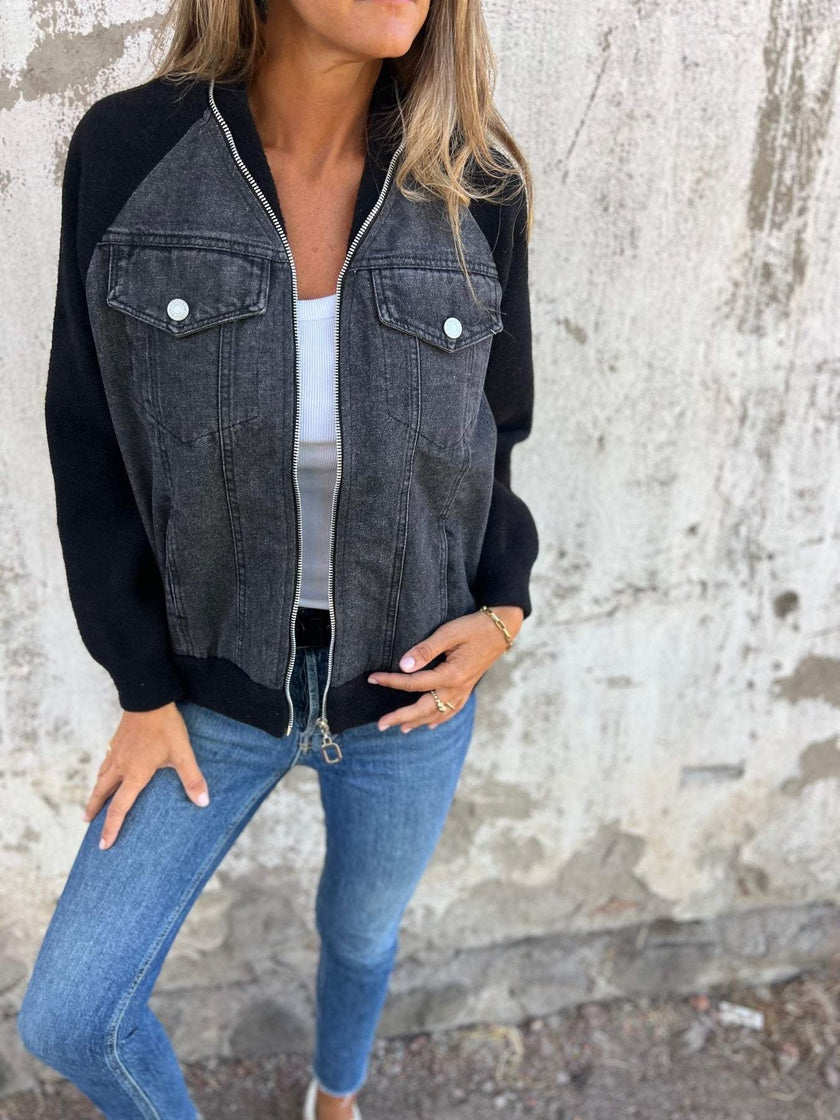Denim-Look Jacket Women Lightweight Casual Relaxed Fit Layering