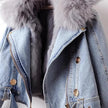 Denim Jacket Women Faux Fur Collar Button Front