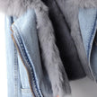 Denim Jacket Women Faux Fur Collar Button Front