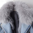 Denim Jacket Women Faux Fur Collar Button Front