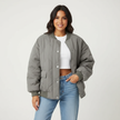 Quilted Bomber Jacket Women Ribbed Cuffs Winter