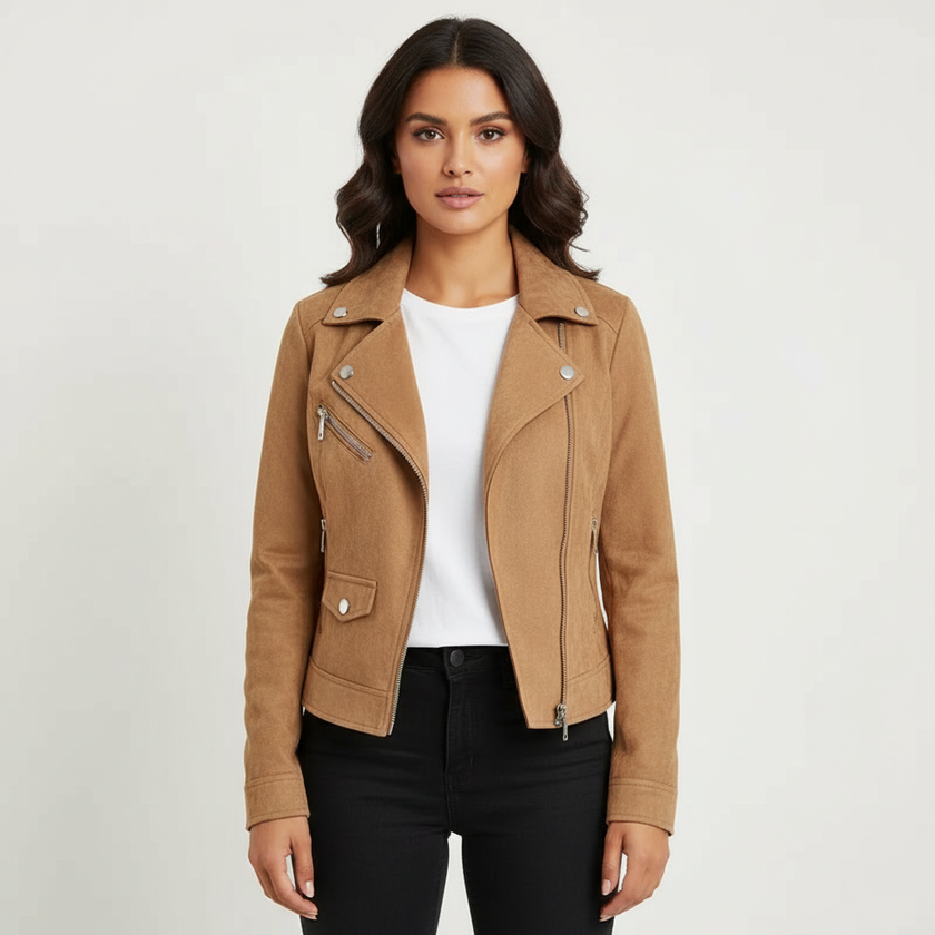 Biker Jacket Women Tailored Fit Classic Biker Design