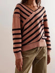 Off-Shoulder Sweater Women Striped Knit Relaxed Fit