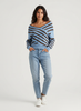 Off-Shoulder Sweater Women Striped Knit Relaxed Fit