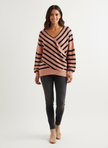 Off-Shoulder Sweater Women Striped Knit Relaxed Fit