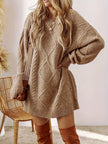 Cable Knit Sweater Dress Women Long Sleeve Relaxed Fit