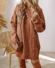 Cable Knit Sweater Dress Women Long Sleeve Relaxed Fit