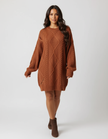 Cable Knit Sweater Dress Women Long Sleeve Relaxed Fit