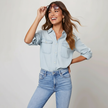 Denim Shirt Women, Soft-Wash Relaxed Fit Button-Front Blouse