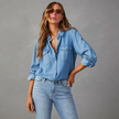 Denim Shirt Women, Soft-Wash Relaxed Fit Button-Front Blouse