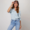Denim Shirt Women, Soft-Wash Relaxed Fit Button-Front Blouse