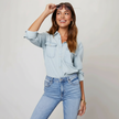 Denim Shirt Women, Soft-Wash Relaxed Fit Button-Front Blouse