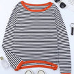 Knit Sweater Women Striped Relaxed Fit Soft Lightweight
