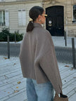 Wool Blend Coat Women Short Cropped Winter Outerwear