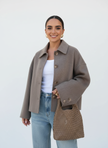 Wool Blend Coat Women Short Cropped Winter Outerwear