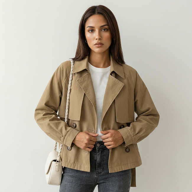 Valentina | Short Double-Breasted Trench Coat for Women