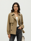 Trench Coat Women Short Double Breasted Lapel Collar