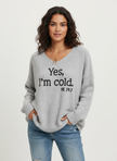Oversized Pullover Sweater Women Statement Print V-Neck