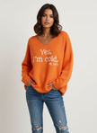 Oversized Pullover Sweater Women Statement Print V-Neck