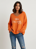 Oversized Pullover Sweater Women Statement Print V-Neck