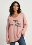 Oversized Pullover Sweater Women Statement Print V-Neck