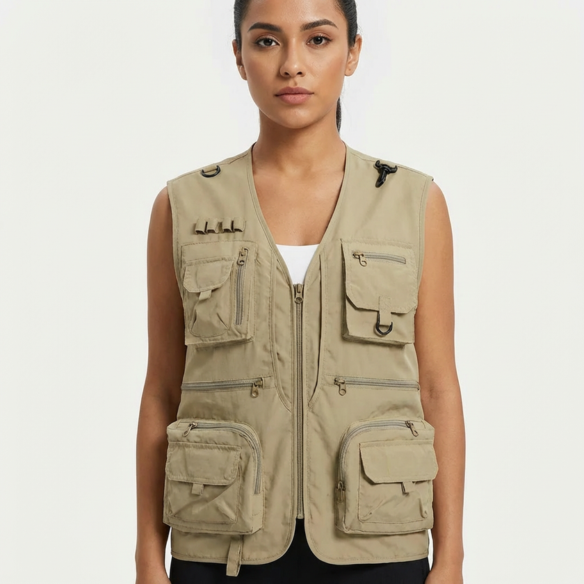 Utility Vest Women Sleeveless Multi Pocket Lightweight