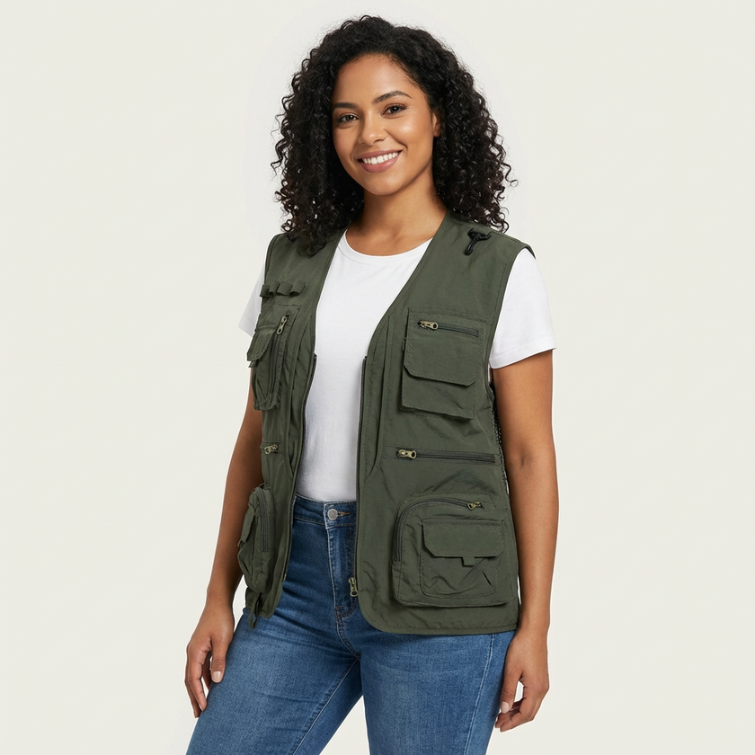 Utility Vest Women Sleeveless Multi Pocket Lightweight