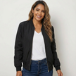 Bomber Jacket Women Lightweight Ribbed Cuffs Casual