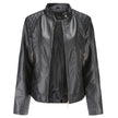 Leather Jacket Women Quilted Shoulder Stand Collar