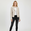 Leather Jacket Women Quilted Shoulder Stand Collar