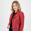 Leather Jacket Women Quilted Shoulder Stand Collar