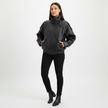 Leather Look Jacket Women High Collar Relaxed Fit