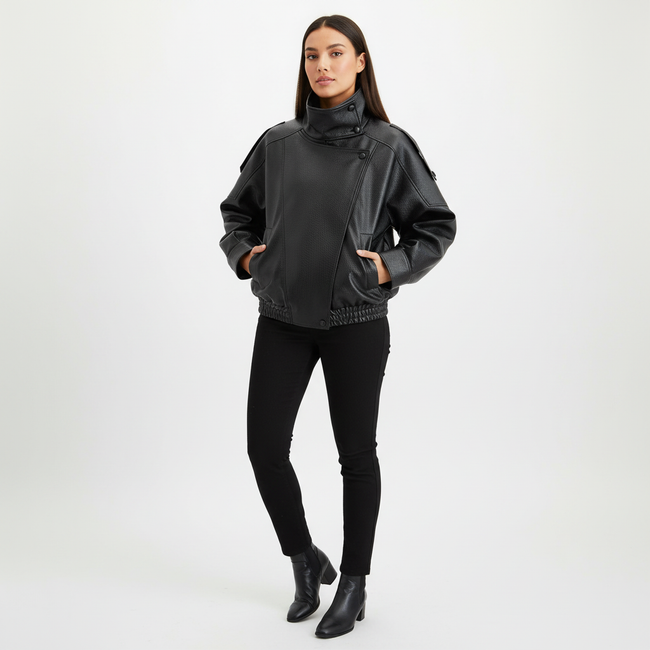Philippa | Sleek Faux Leather Jacket for Women