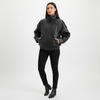 Leather Look Jacket Women High Collar Relaxed Fit