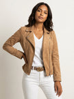 Biker Jacket Women Suede Tailored Fit Asymmetric Zip