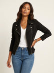 Biker Jacket Women Suede Tailored Fit Asymmetric Zip