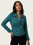 Biker Jacket Women Suede Tailored Fit Asymmetric Zip