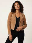 Biker Jacket Women Suede Asymmetric Zip Tailored Fit