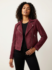Biker Jacket Women Suede Asymmetric Zip Tailored Fit