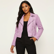 Biker Jacket Women Suede Asymmetric Zip Tailored Fit