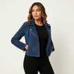 Biker Jacket Women Suede Asymmetric Zip Tailored Fit