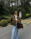 Jacket Women Suede Look Oversized Button Front Relaxed Fit