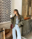 Jacket Women Suede Look Oversized Button Front Relaxed Fit